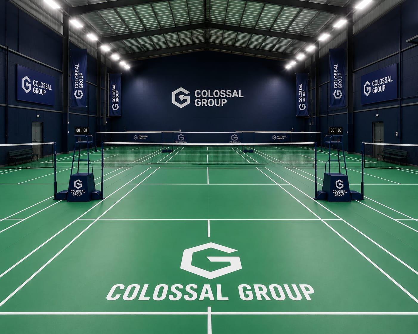 Jasa kontraktor lapangan badminton profesional menggunakan material vinyl standar BWF